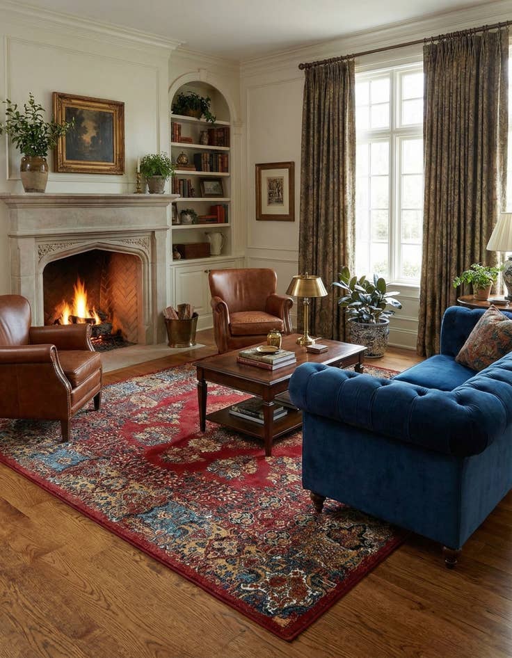 Detail image of  10' x 10'  Washable Traditional Indoor / Outdoor Square Rug