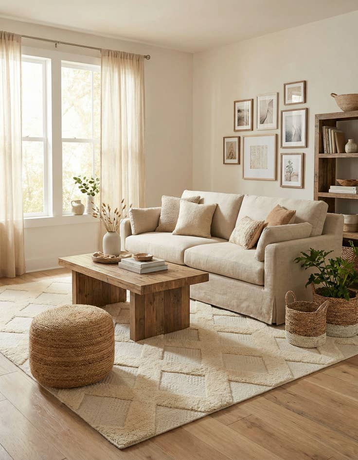 Detail image of 8' x 8'  Hand Woven Lattice Wool Square Rug