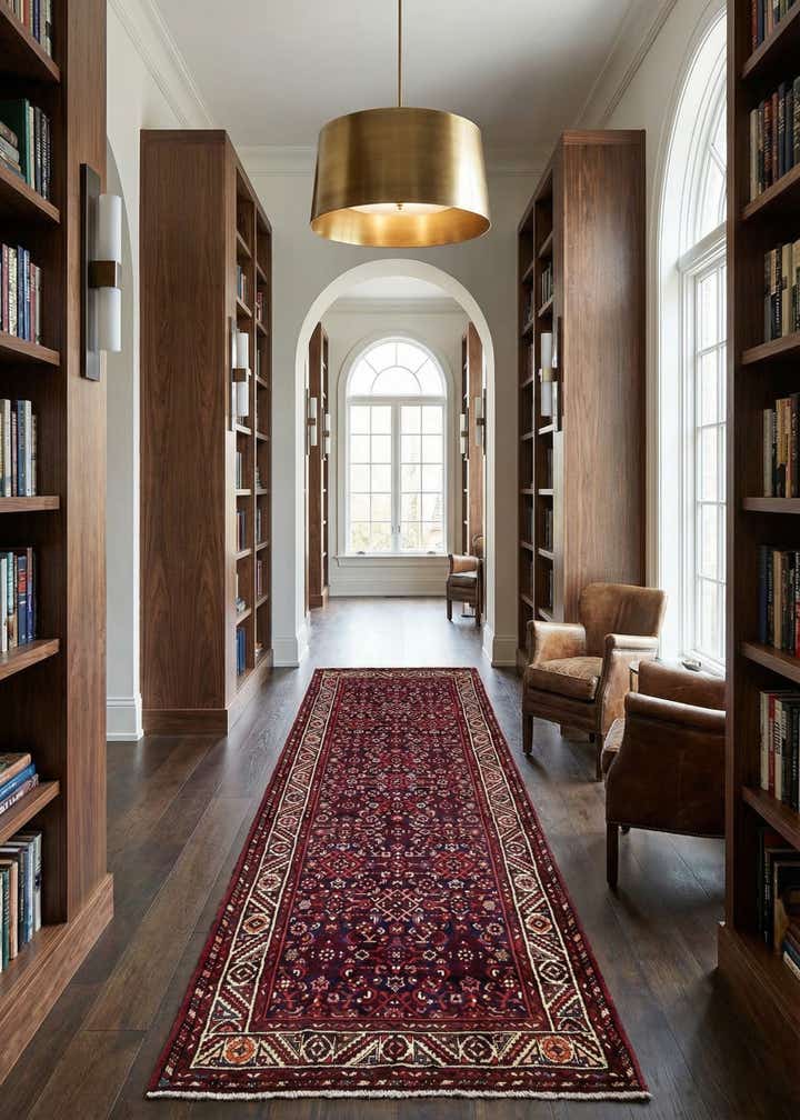 3' 9 x 10' 7 Hand Knotted Hossainabad Persian Wool Runner Rug