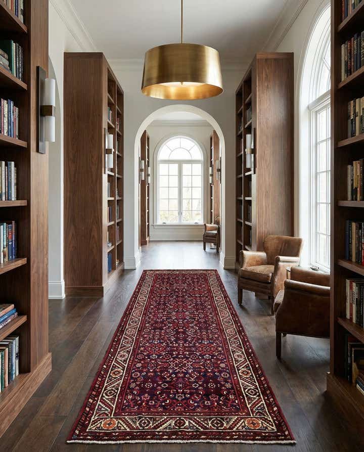 3' 9 x 10' 7 Hand Knotted Hossainabad Persian Wool Runner Rug
