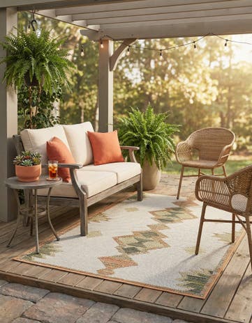 Ivory Easy-Clean Baja Indoor / Outdoor Rug
