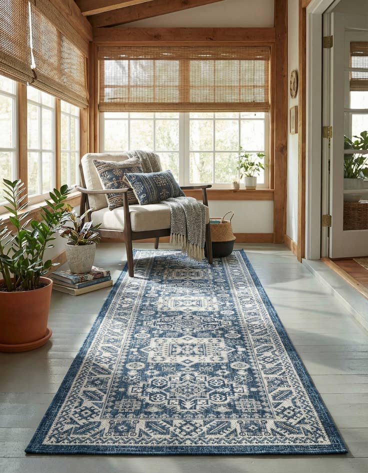 Detail image of 2' 7 x 12'  Washable Aztec Indoor / Outdoor Runner Rug