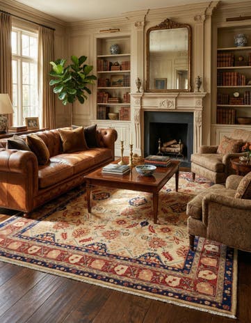 7' 9 x 9' 11 Hand Knotted Heriz Persian Wool Rug
