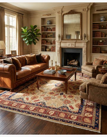7' 9 x 9' 11 Hand Knotted Heriz Persian Wool Rug