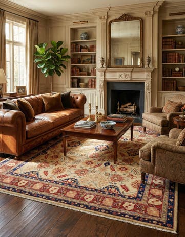 7' 9 x 9' 11 Hand Knotted Heriz Persian Wool Rug