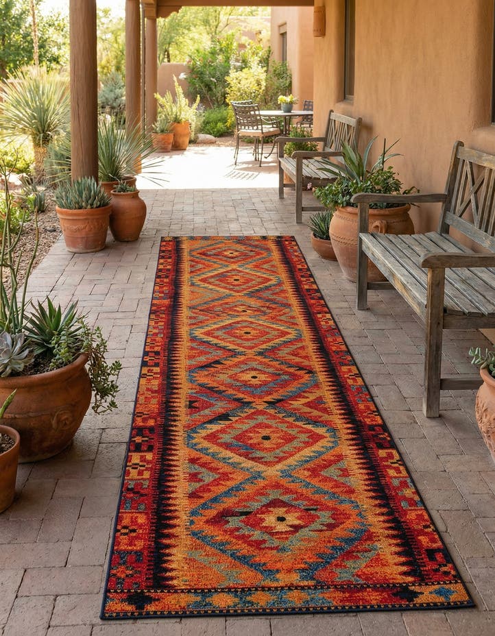 2' 7 x 11' Easy-Clean Tribal Indoor / Outdoor...