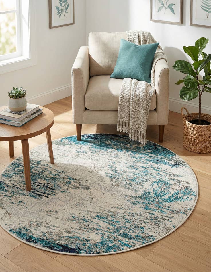 Detail image of  3' 3 x 3' 3  Washable Vivid Round Rug