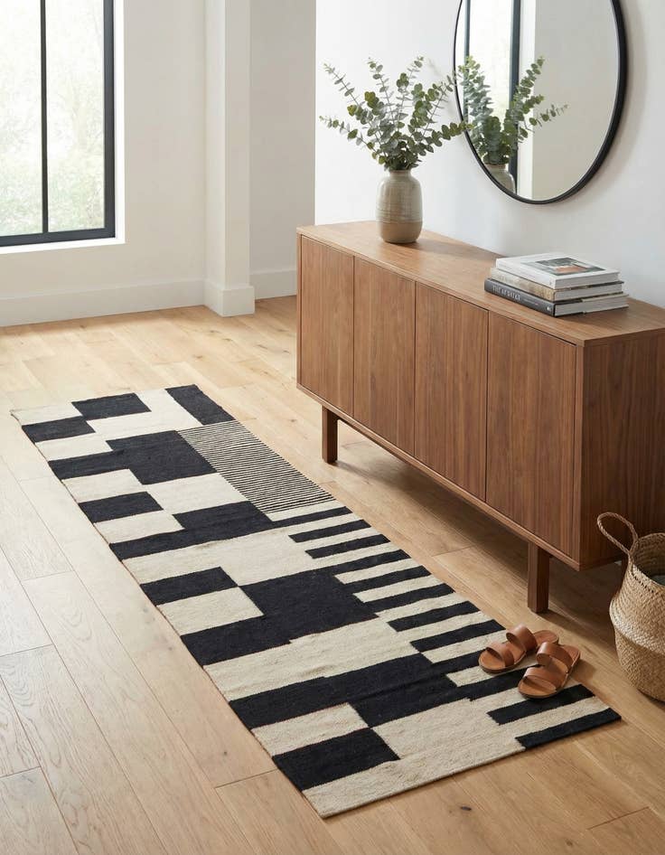 Detail image of 2' 9 x 9' 7  Hand Woven Kilim Modern Wool Runner Rug