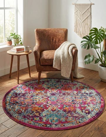 Fuchsia Budapest Round Rug