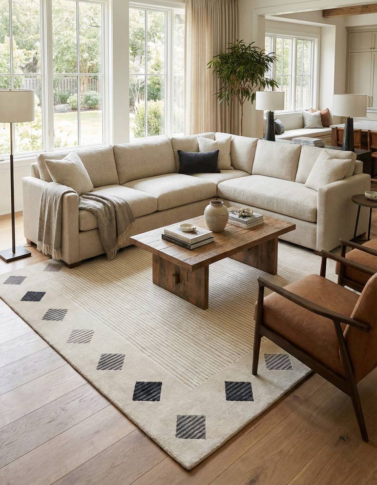 Detail image of 6' 8 x 10'  Hand Knotted Darya Wool Rug