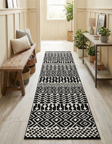 Black and White Milano Runner Rug
