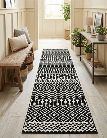Black and White Milano Runner Rug