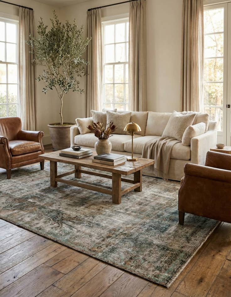 Detail image of 6' 8 x 8' 5 Hand Knotted Ultra Vintage Persian Wool Rug