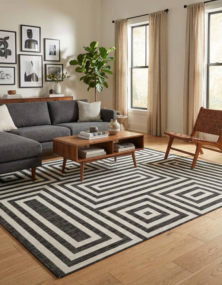 Detail image of 7' 10 x 10'  Washable Modern Indoor / Outdoor Rug