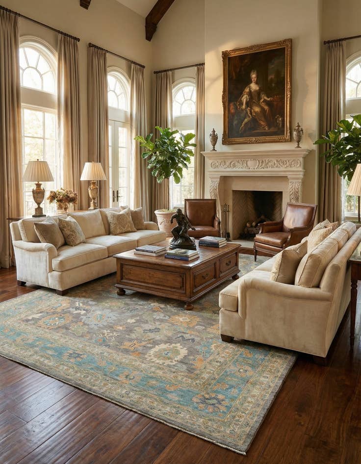 Detail image of 13' 3 x 19' 7  Hand Knotted Oushak Rug