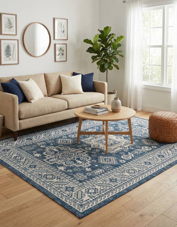 Detail image of 5' 3 x 8'  Washable Aztec Indoor / Outdoor Rug