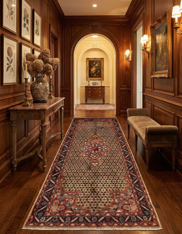 Detail image of 5' 3 x 11'  Hand Knotted Koliaei Persian Wool Runner Rug