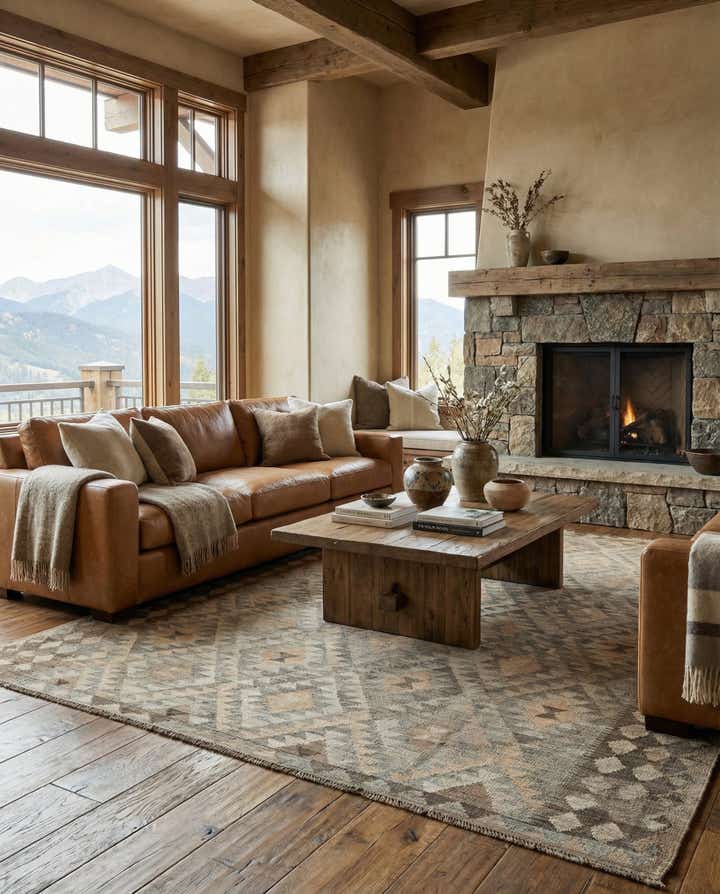 7' 1 x 9' 11 Hand Woven Kilim Maymana Wool Rug