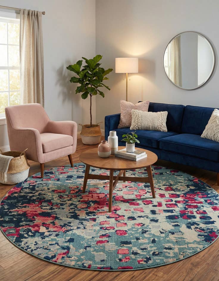 Detail image of 8' x 8'  Washable Barcelona Round Rug