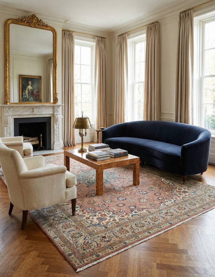 Detail image of 6' 8 x 9' 8  Hand Knotted Isfahan Persian Rug