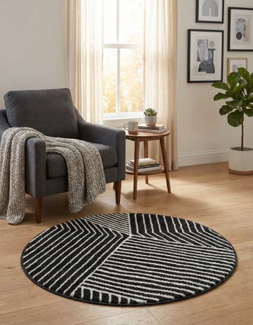 Black Oslo Round Rug