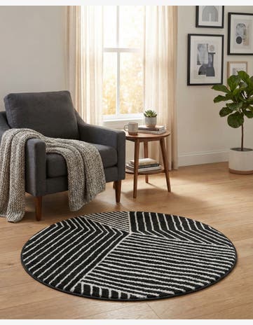 Black Oslo Round Rug