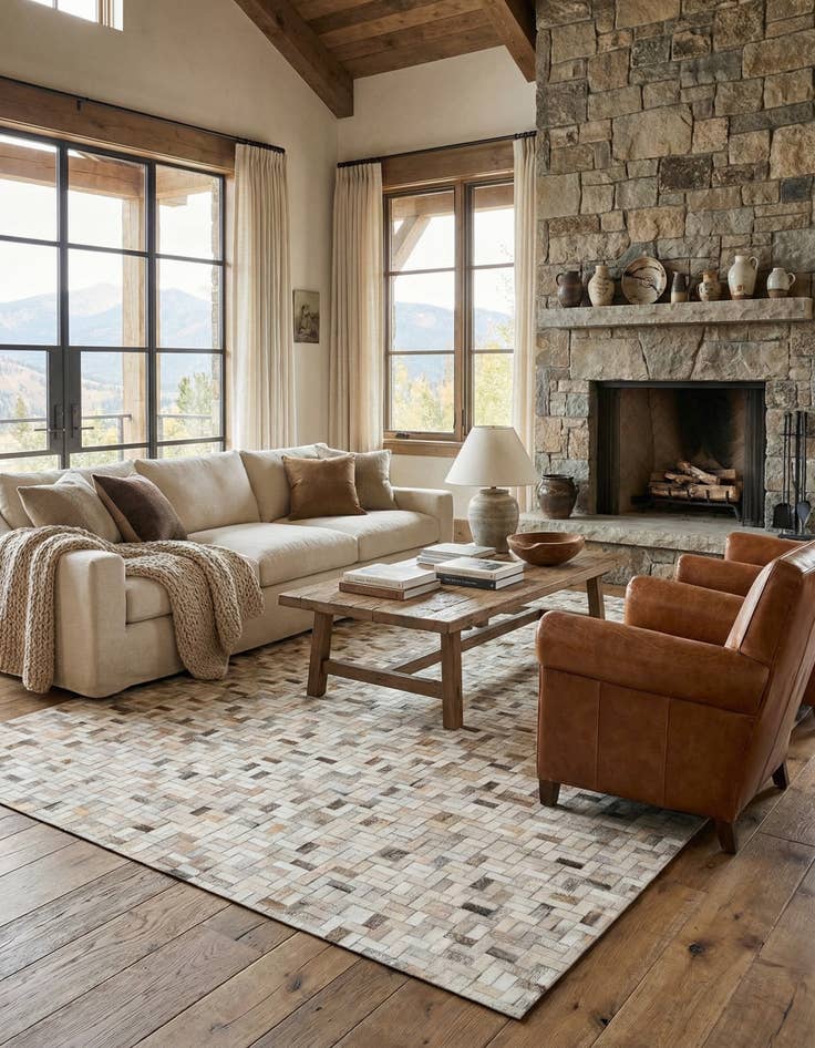 Detail image of 6' 8 x 9' 10 Cowhide Stocks Rug