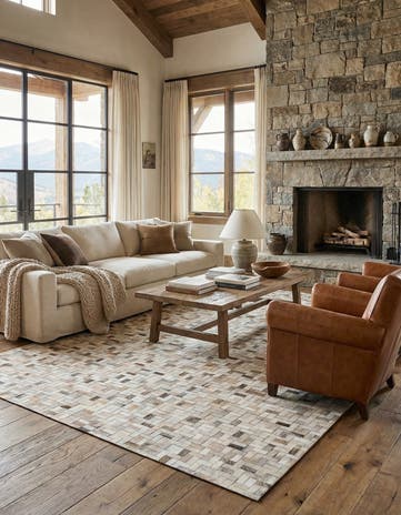 6' 8 x 9' 10 Cowhide Stocks Rug