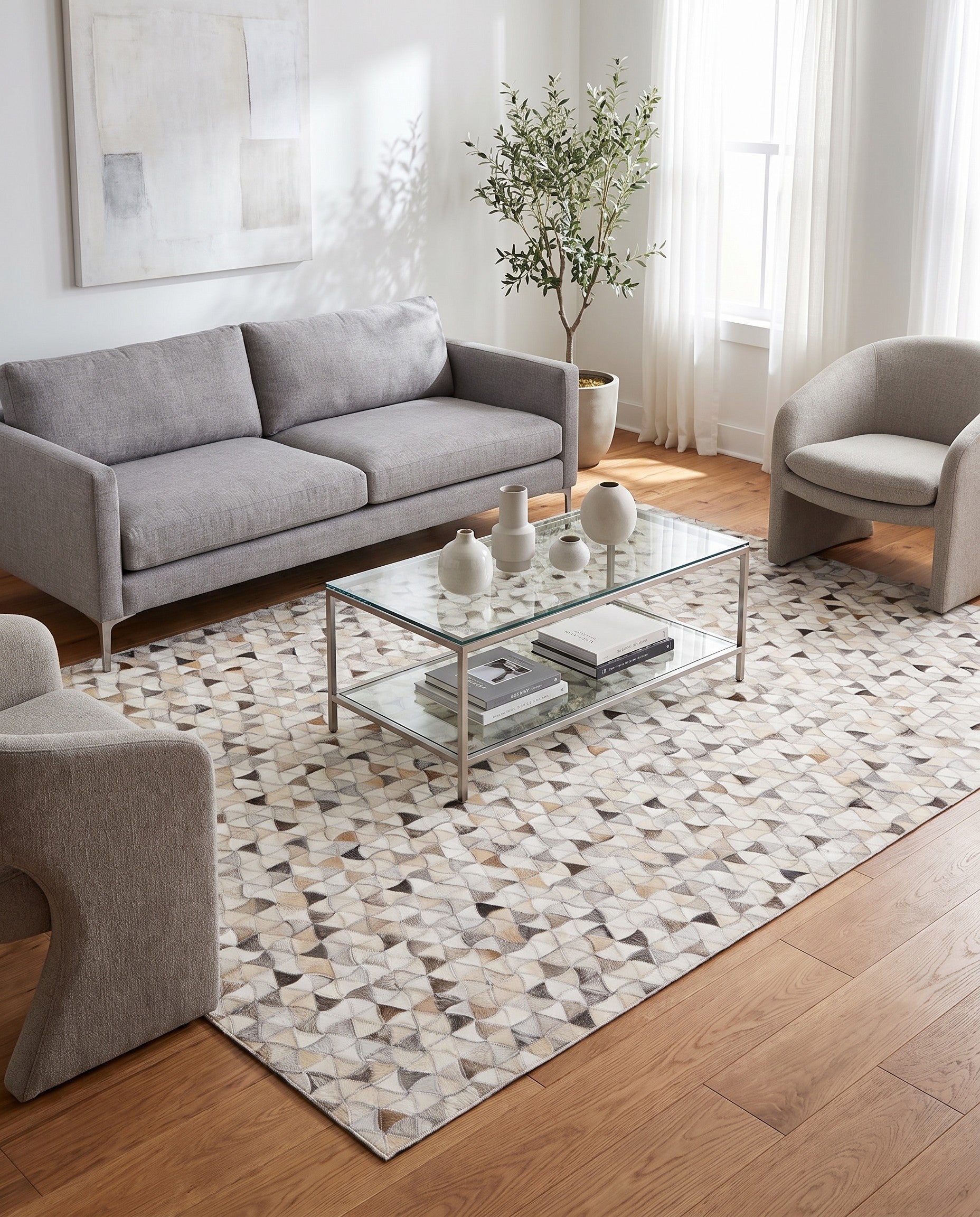 5' x 8' Cowhide Leather Rug