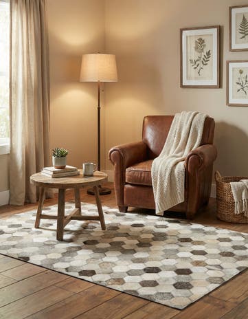 3' 1 x 5' 1 Cowhide Leather Rug