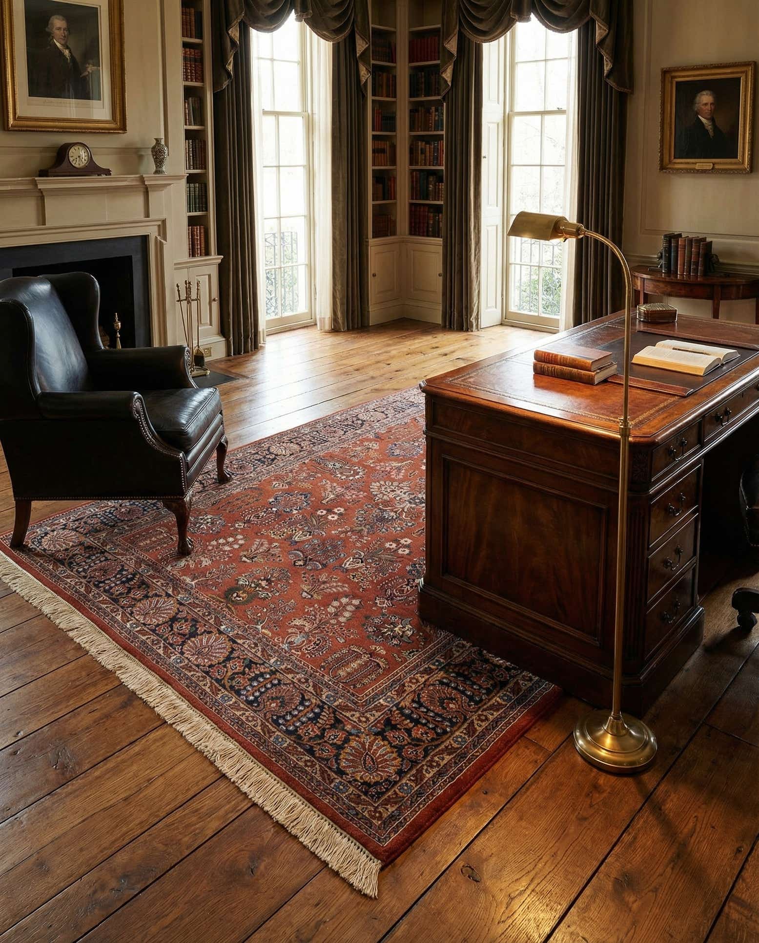 5' 5 x 8' 5 Hand Knotted Sarough Wool Rug