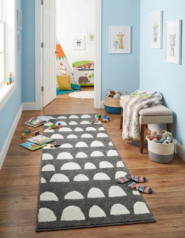 Dark Gray Whimsy Kids Runner Rug
