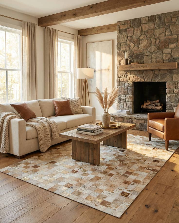 Detail image of 5' x 8' Cowhide Stocks Rug