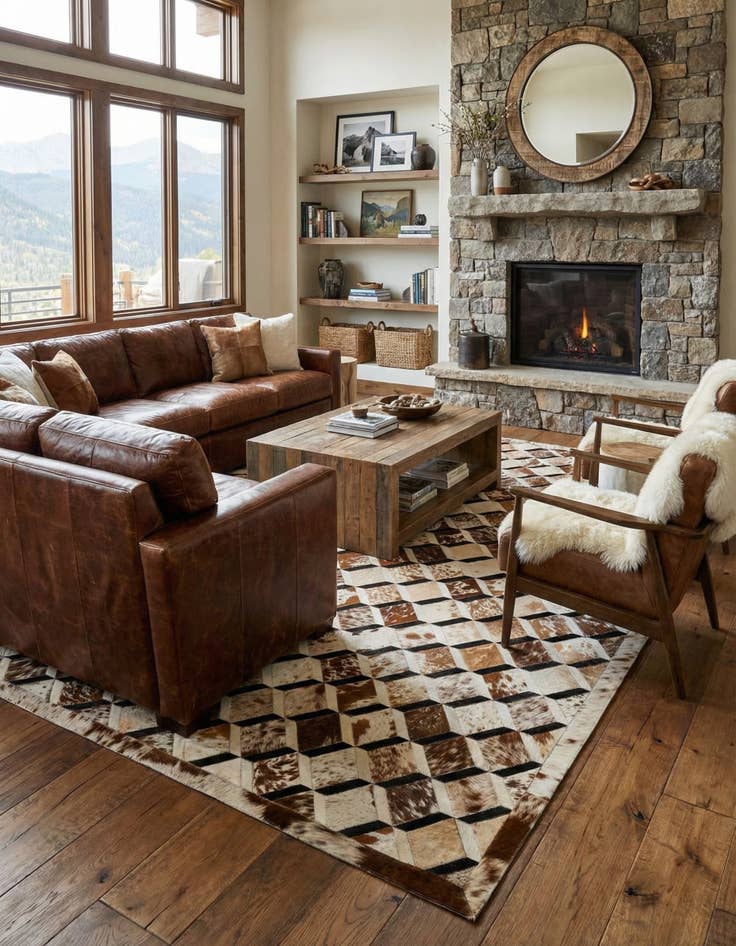 Detail image of  5' 1 x 8' 2 Cowhide - Patchwork Rug