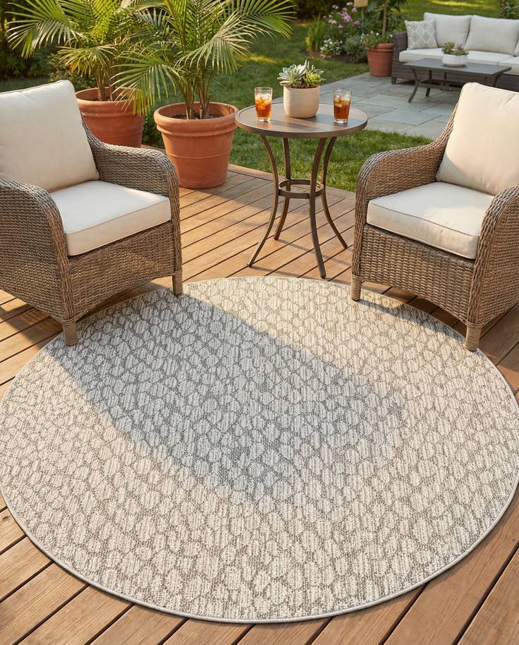 Detail image of 5' 3 x 5' 3 Easy-Clean Safari Indoor / Outdoor Round Rug