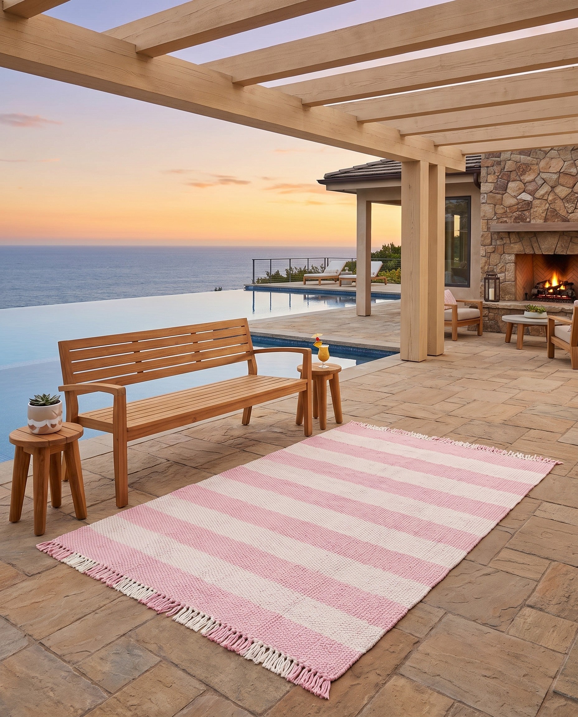 4' x 6' Easy-Clean Eco Plaid Washable Indoor / Outdoor Rug
