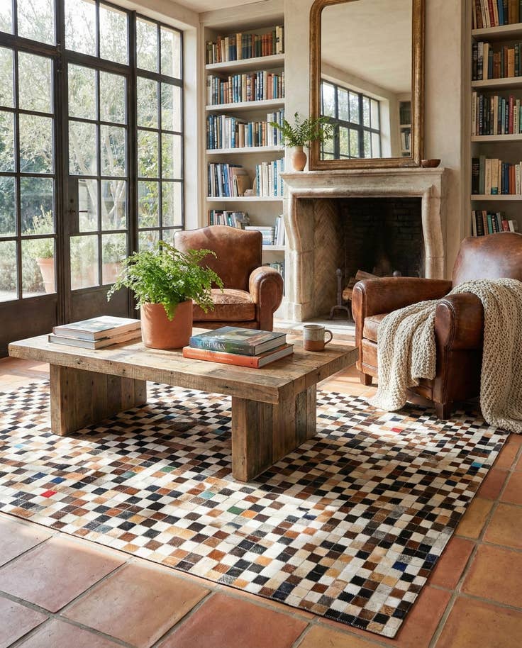 Detail image of 5' 1 x 8' Cowhide Stocks Rug