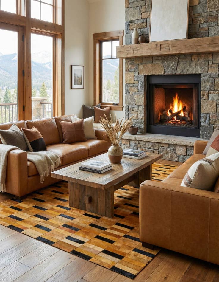 Detail image of 4' 11 x 8' Cowhide - Patchwork Rug