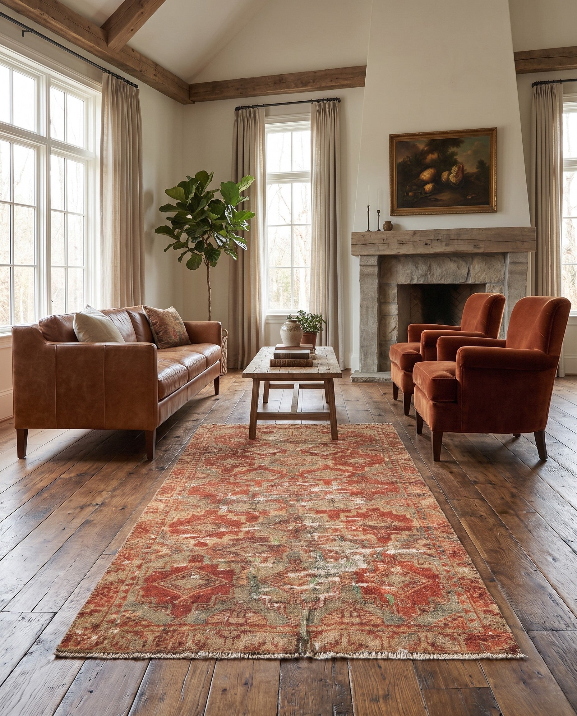 4' x 7' 6 Hand Knotted Ultra Vintage Persian Wool Rug