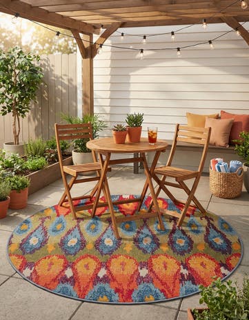 4' x 4' Easy-Clean Modern Indoor / Outdoor Round Rug