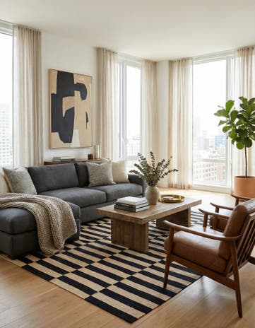 5' 3 x 7' 9 Hand Woven Kilim Modern Wool Rug
