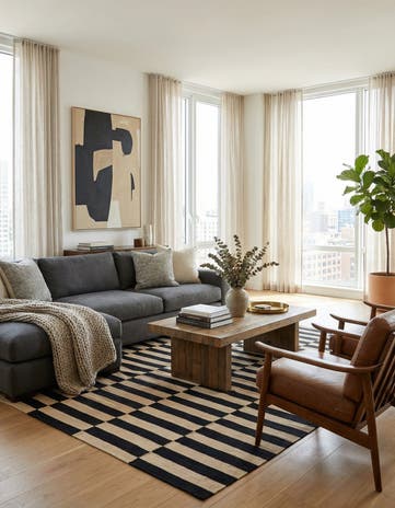 5' 3 x 7' 9 Hand Woven Kilim Modern Wool Rug