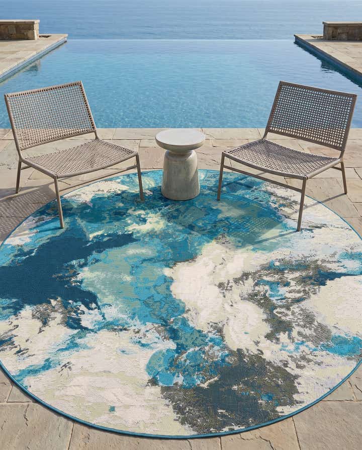 6' 1 x 6' 1 Easy-Clean Modern Indoor / Outdoor Round Rug