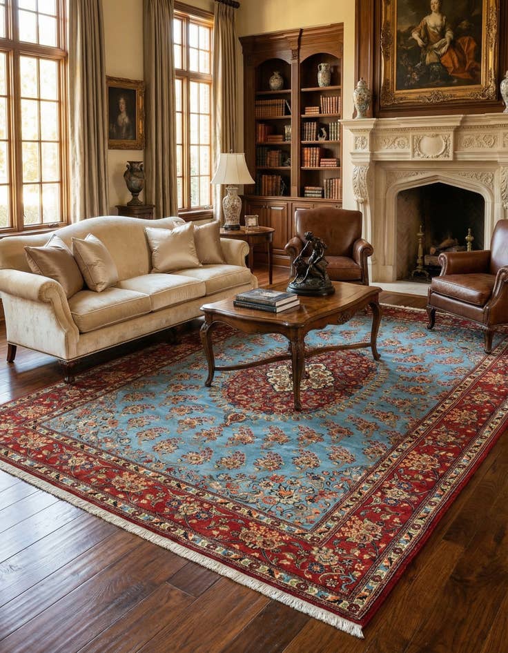 Detail image of  6' 7 x 9' 7  Hand Knotted Qom Persian Rug