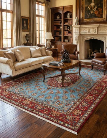6' 7 x 9' 7 Hand Knotted Qom Persian Rug