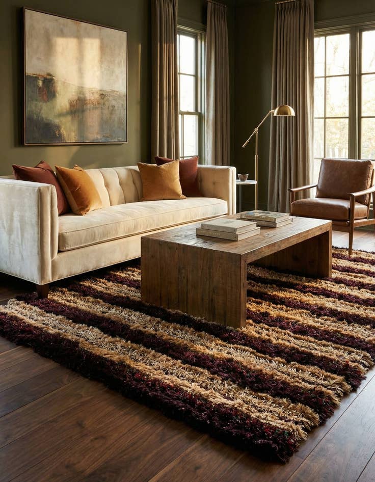 Detail image of 5' x 6' 10 Multi-Tone Shag Rug