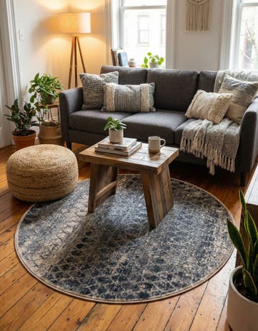 Gray Caspian Round Rug