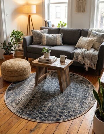 Gray Caspian Round Rug