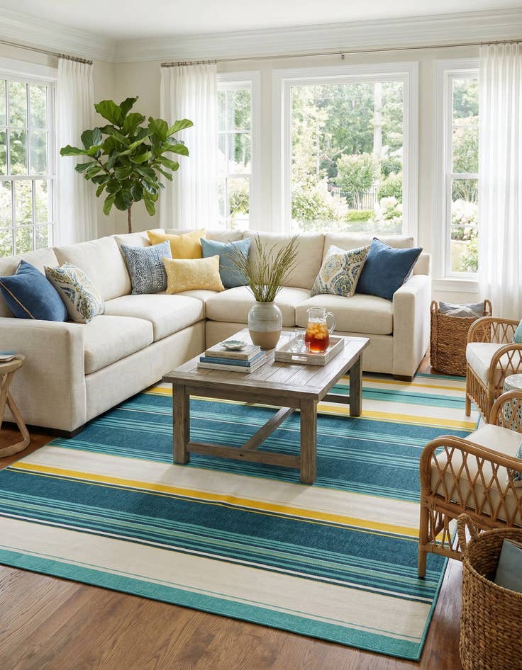 Detail image of 10' x 14'  Washable Border Indoor / Outdoor Rug