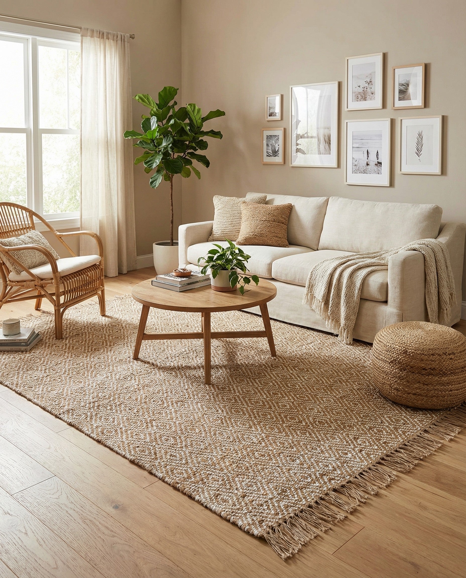 6' 1 x 9' Hand Woven Braided Jute Rug